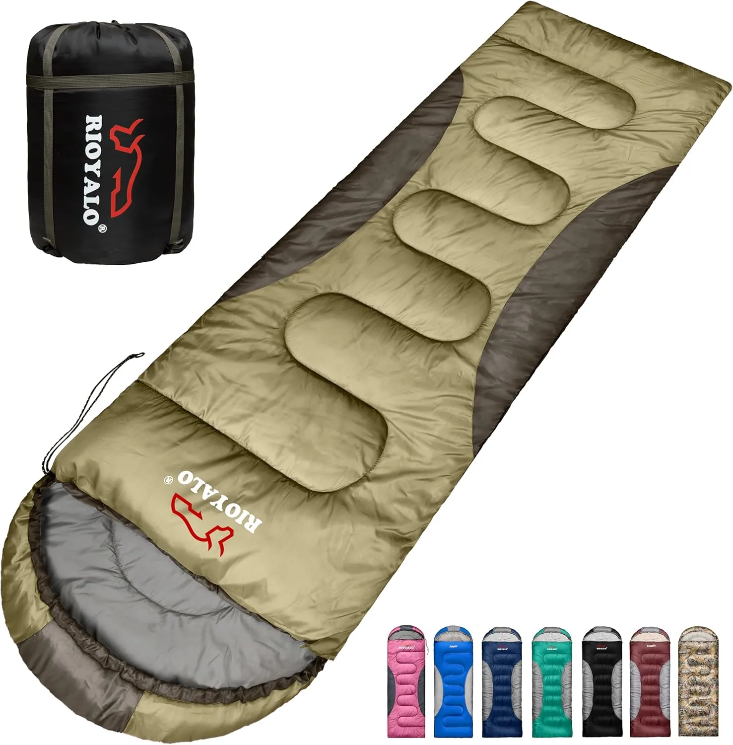 0 Degree Winter Sleeping Bags for Adults Camping (450GSM) - Temp Range (5F–32F) Portable Waterproof Compression Sack- Camping Sleeping Bags for Big and Tall in Env Hoodie: Backpacking Hiking 4 Season