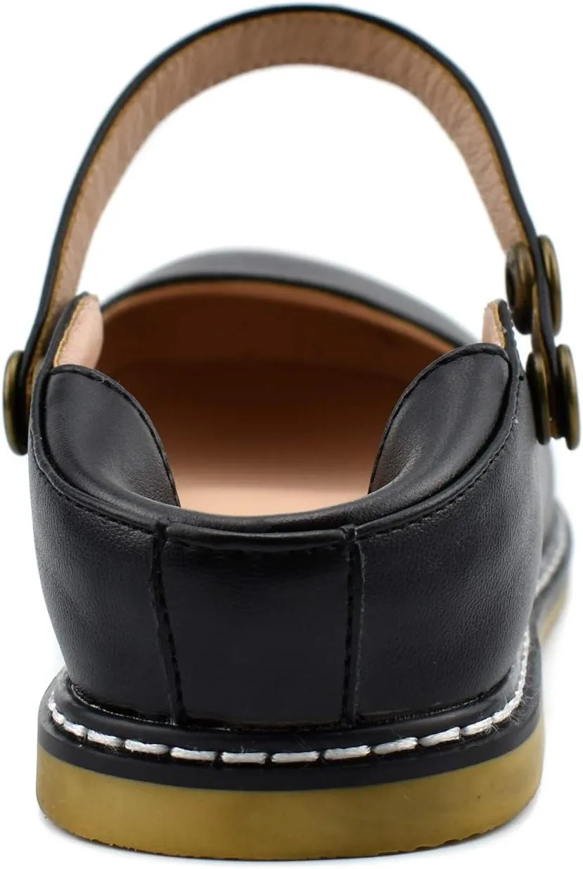100FIXEO Women Buckle Ankle Strap Mary Jane Flat Shoes