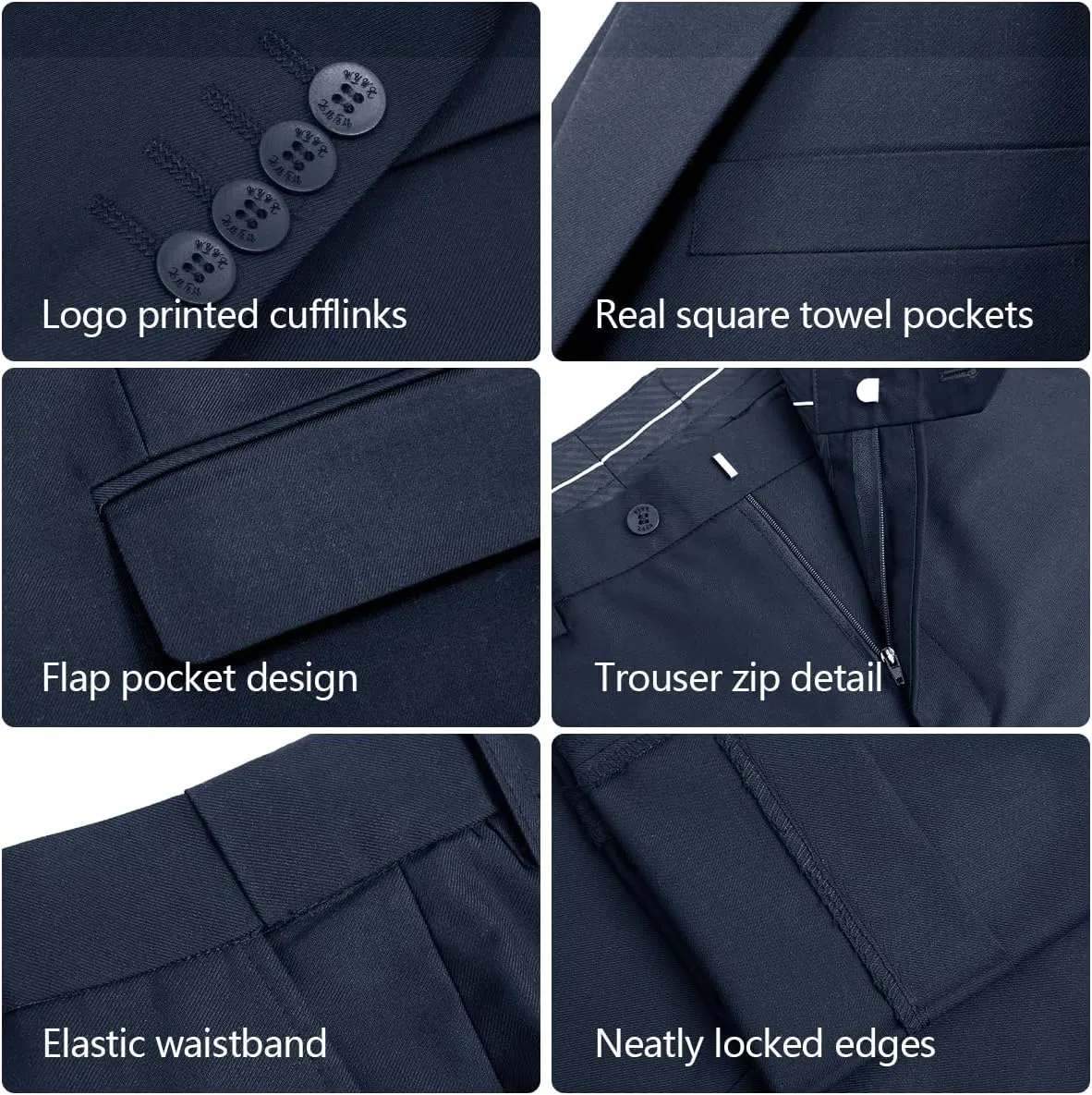 2 Piece Men's Suit One Button Slim Fit Suit for Men Solid Color Blazer and Pants Tie and Square Wedding Business Party