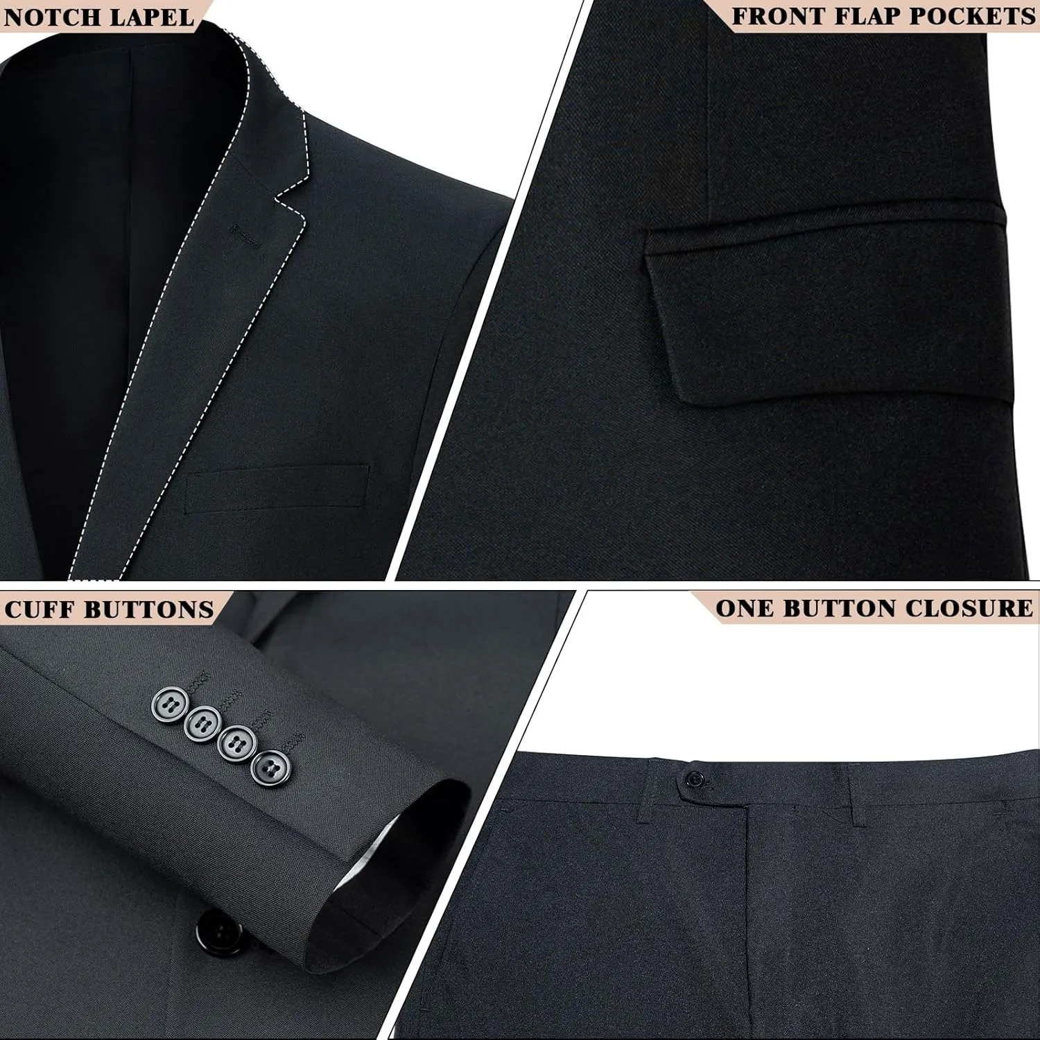 2 Piece Men's Suit Slim Fit Suits for Men, Two Button Blazer Dress Business Wedding Party Jacket & Pants