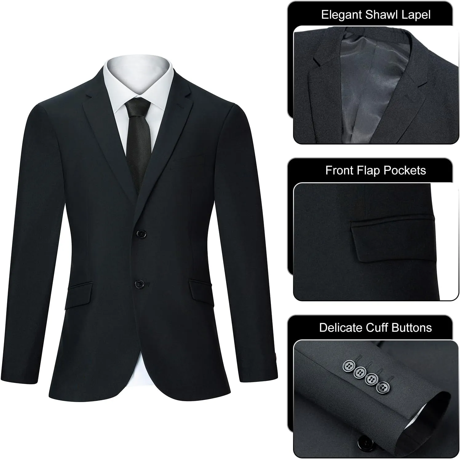 2 Piece Men's Suit Slim Fit Suits for Men, Two Button Blazer Dress Business Wedding Party Jacket & Pants