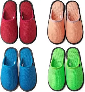 3-6 Pairs Spa Slippers Set Non-Disposable Washable Non-Slip Guest Slippers Comfortable Breathable, Various Sizes and Colours