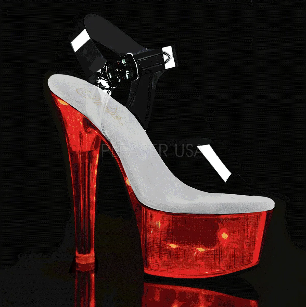 6 Inch Heel FLASHDANCE-608CH Clear Silver Hologram