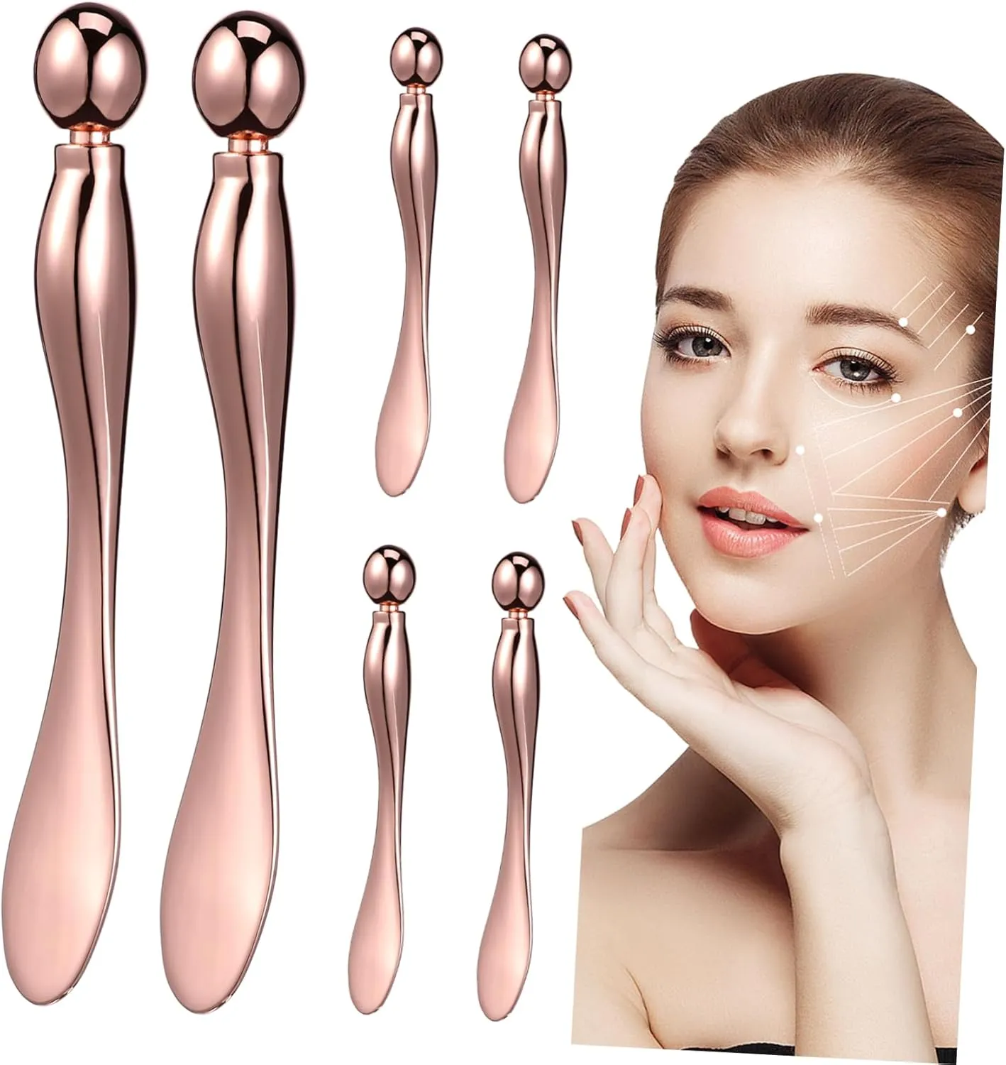6 Pcs Metal Eye Cream Applicator Eye Roller and Spatula for Precise Application Compact and Portable for Travel and Salon Use