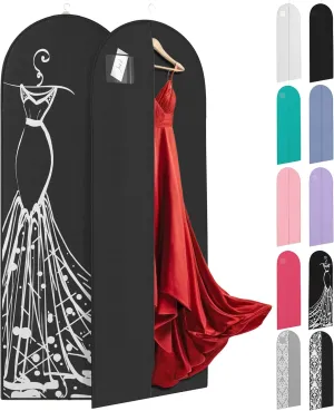 72" Long Dress Bags for Gowns - Wedding Dress Garment Bag for Dresses - Long Garment Bags for Hanging Clothes & Closet Storage - Durable Travel Bag for Women with ID Window