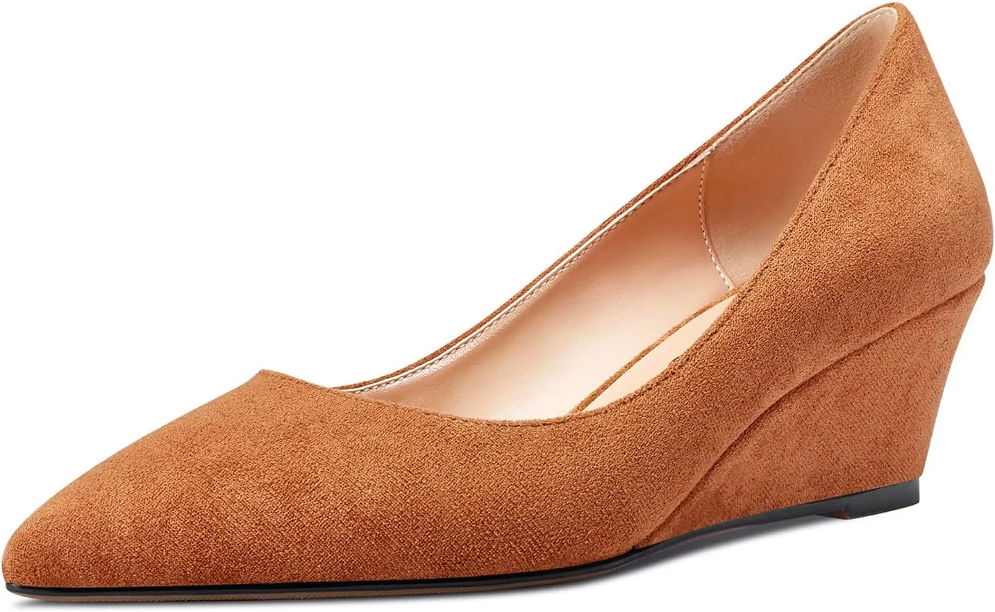 Aachcol Women Wedge Pumps Mid Heels Pointed Toe Slip-on Wedding Party 2 Inches