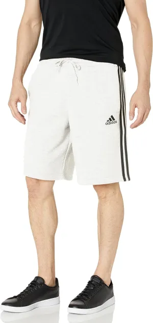 adidas Men's Tall Size Essentials Fleece 3-Stripes Shorts, White/Black, X-Large