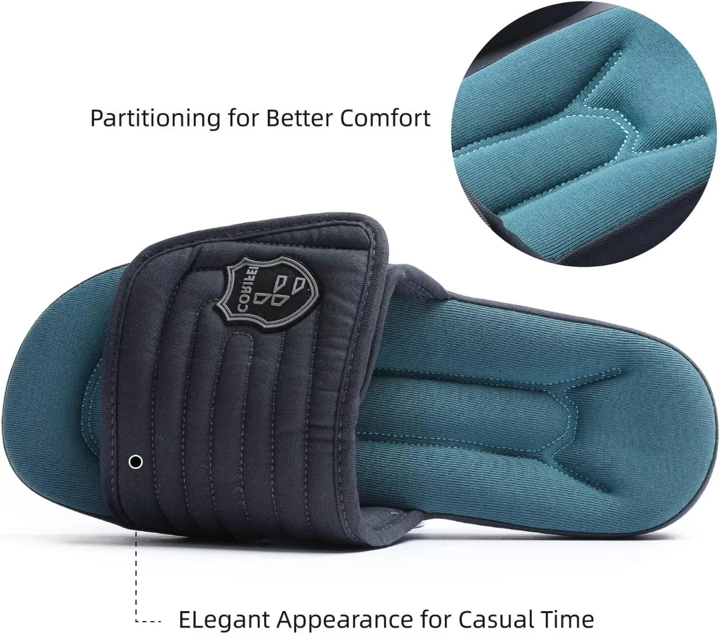Adjustable Slippers for Men Indoor with Memory Foam Comfy House Shoes Male Slides