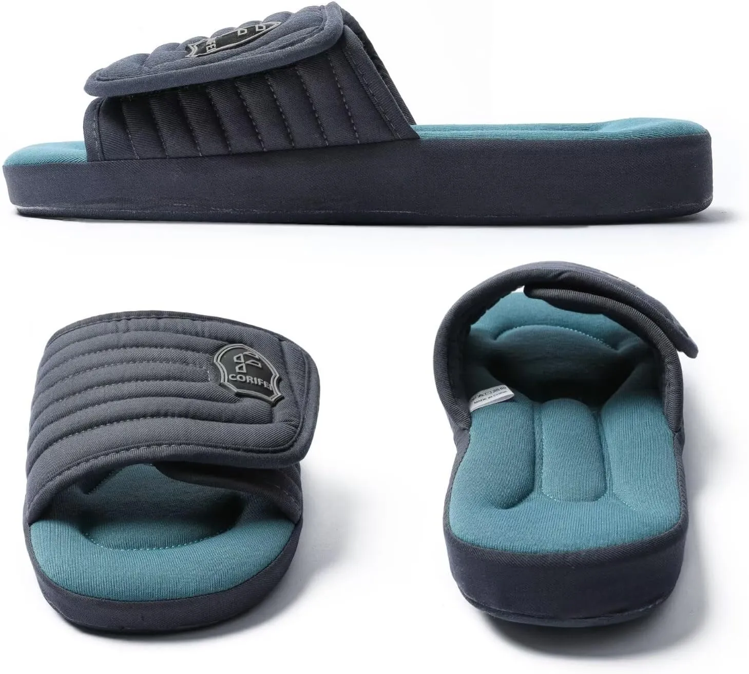 Adjustable Slippers for Men Indoor with Memory Foam Comfy House Shoes Male Slides