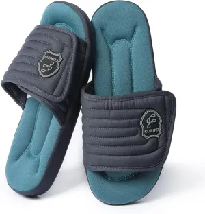 Adjustable Slippers for Men Indoor with Memory Foam Comfy House Shoes Male Slides