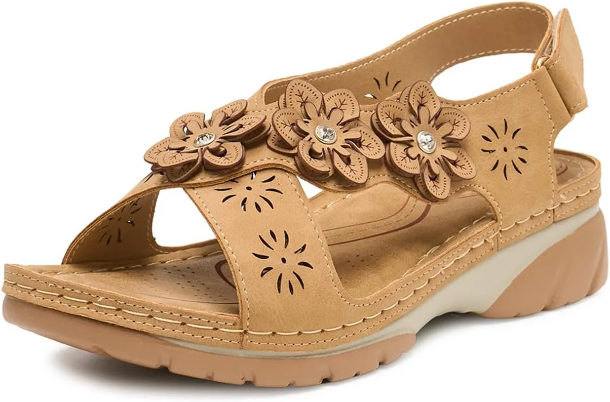 Alexis Leroy Summer Ankle Strap Comfort Sole Open Toe Flat Women's Sandals