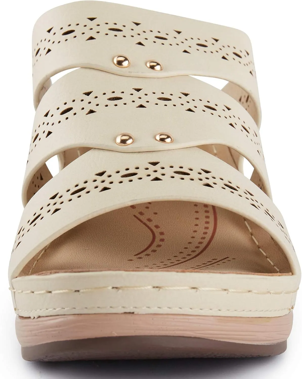Alexis Leroy Women’s Comfortable Open Toe Crisscross Straps Slip on Wedge Sandals
