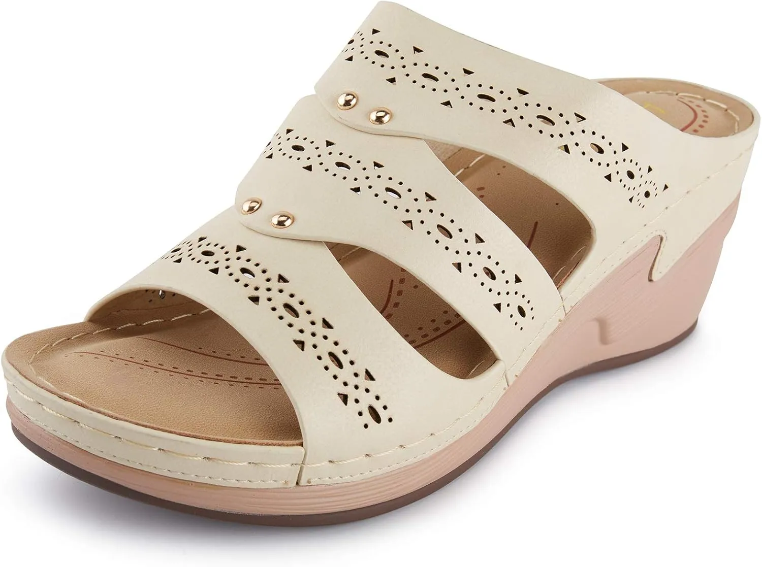 Alexis Leroy Women’s Comfortable Open Toe Crisscross Straps Slip on Wedge Sandals
