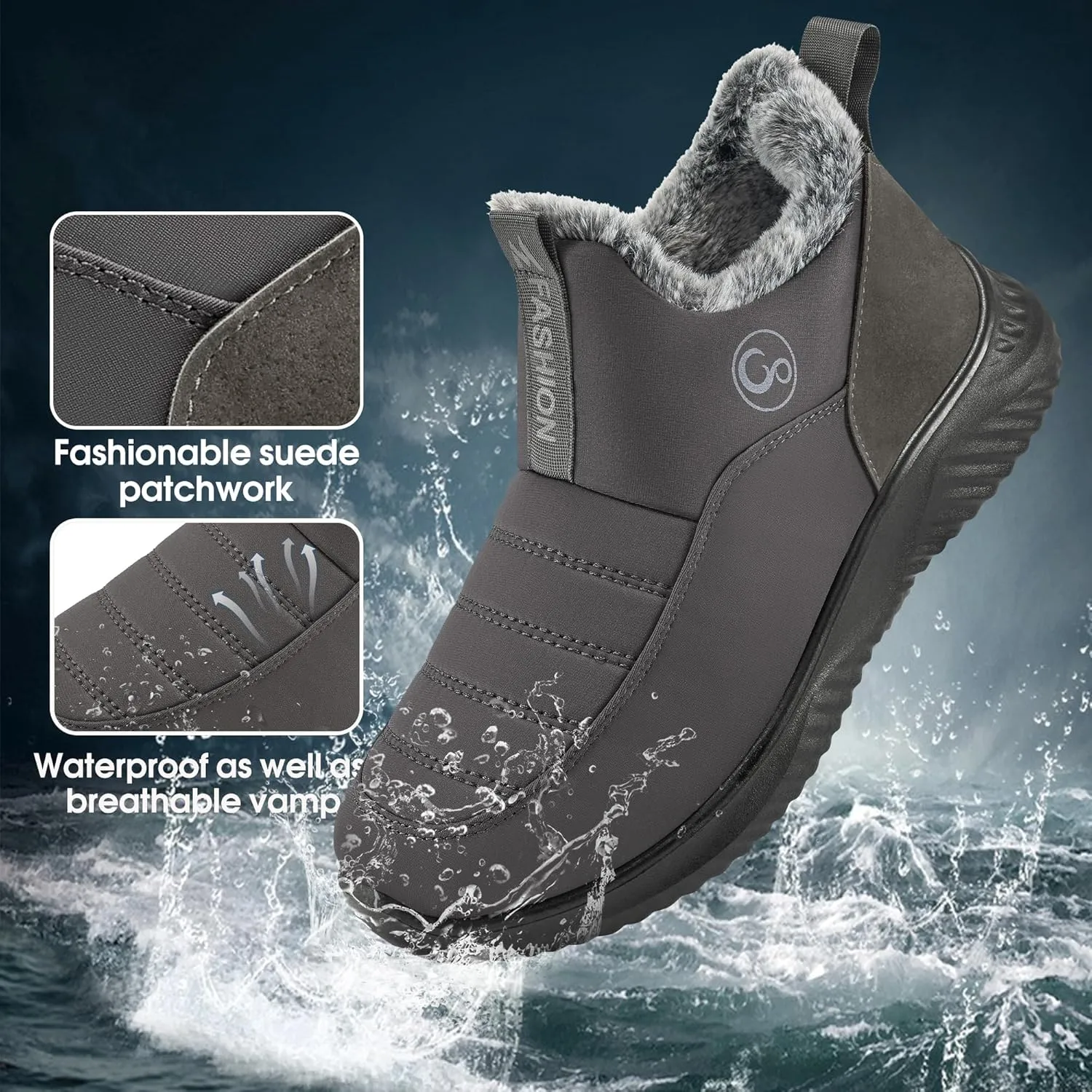 Alicegana Womens Snow Boots Winter Shoes Warm Fur Lined Ankle Booties Slip On Waterproof Boots Non Slip Women Boot