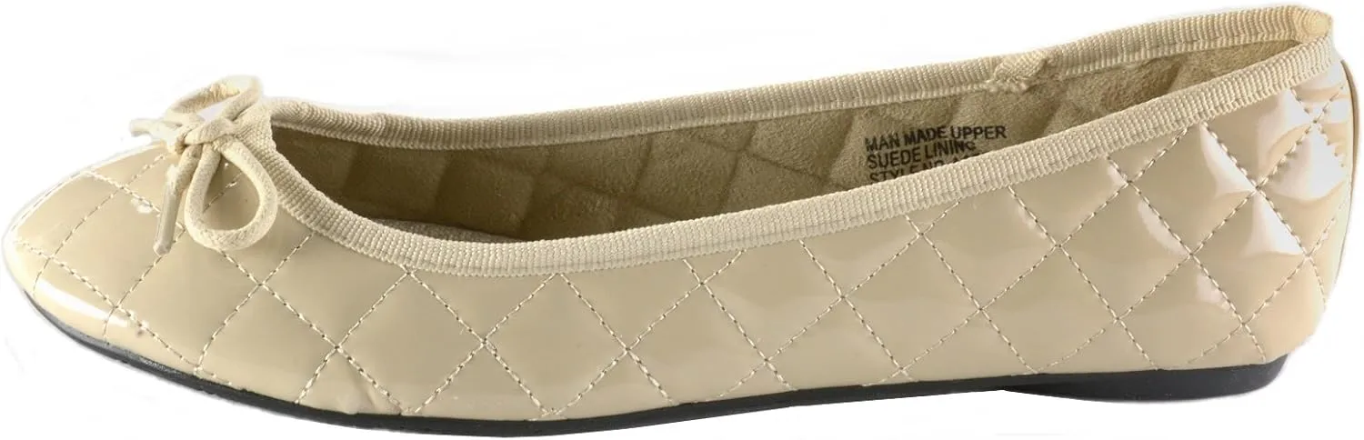 Alpine Swiss Women’s Aster Ballet Flats | Patent Leather Slip-On Shoes | Quilted Pillow Stitch | Rounded Toe | Everyday Comfortable Fashion Footwear