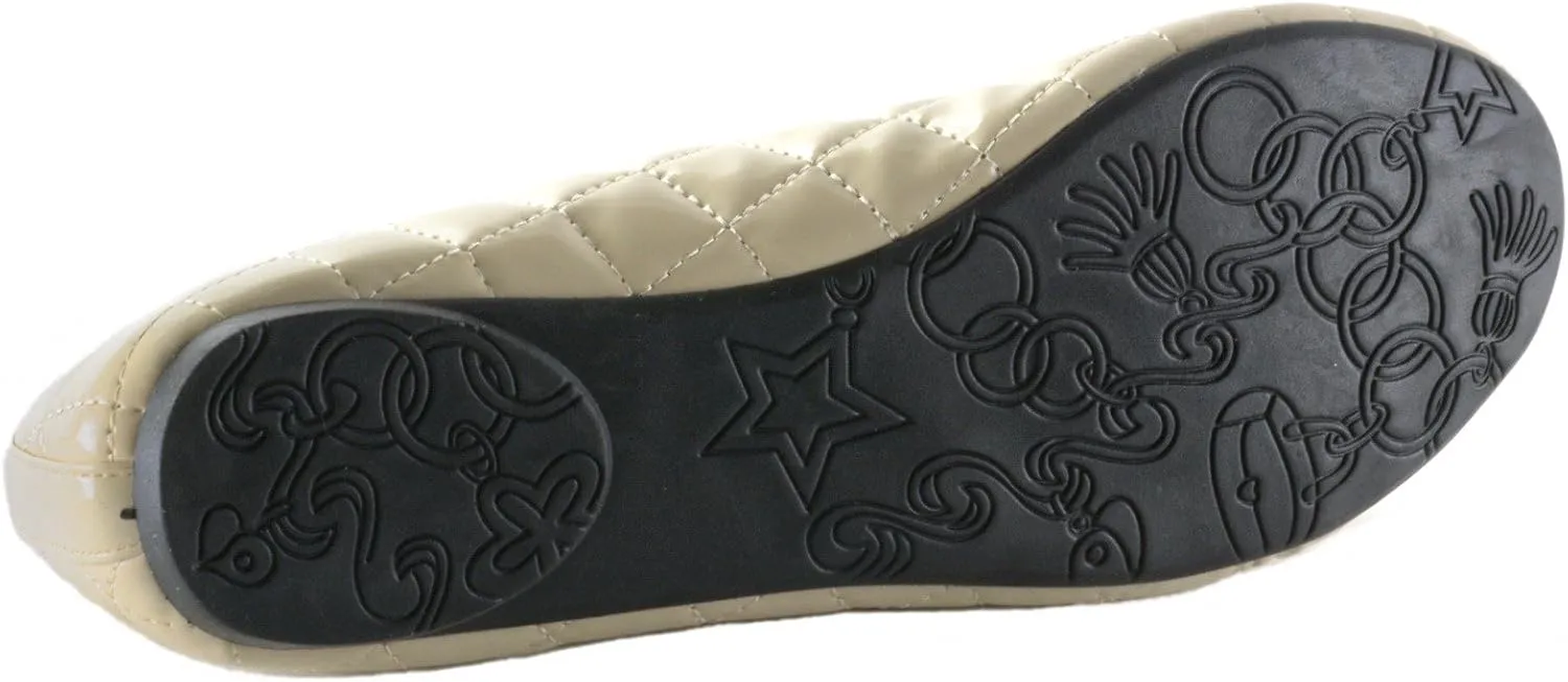 Alpine Swiss Women’s Aster Ballet Flats | Patent Leather Slip-On Shoes | Quilted Pillow Stitch | Rounded Toe | Everyday Comfortable Fashion Footwear