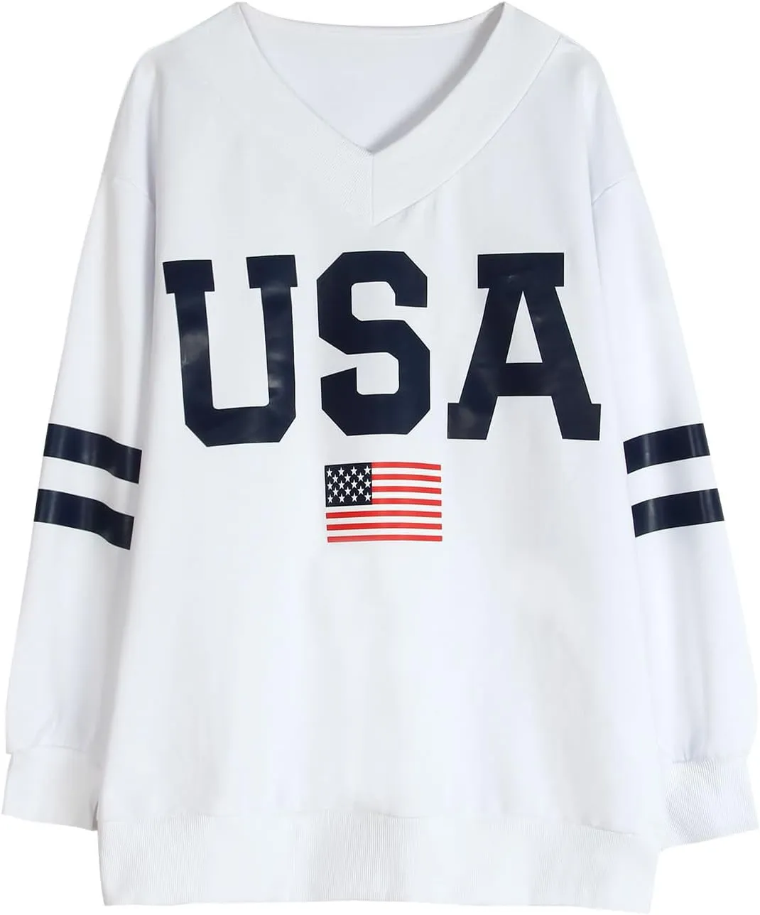 Alsol Lamesa Womens American Flag Sweatshirts Long Sleeve V Neck Loose 4th of July Outfits Flag Tops