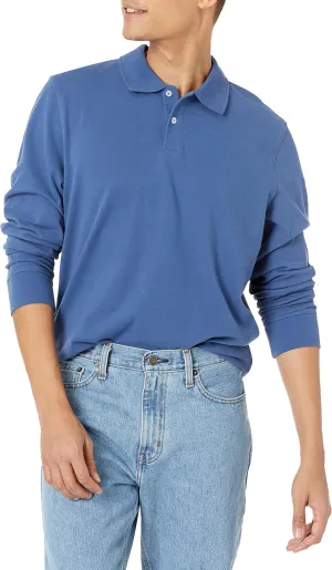 Amazon Essentials Long-Sleeve Polo Shirt for Men, Slim Fit Pique