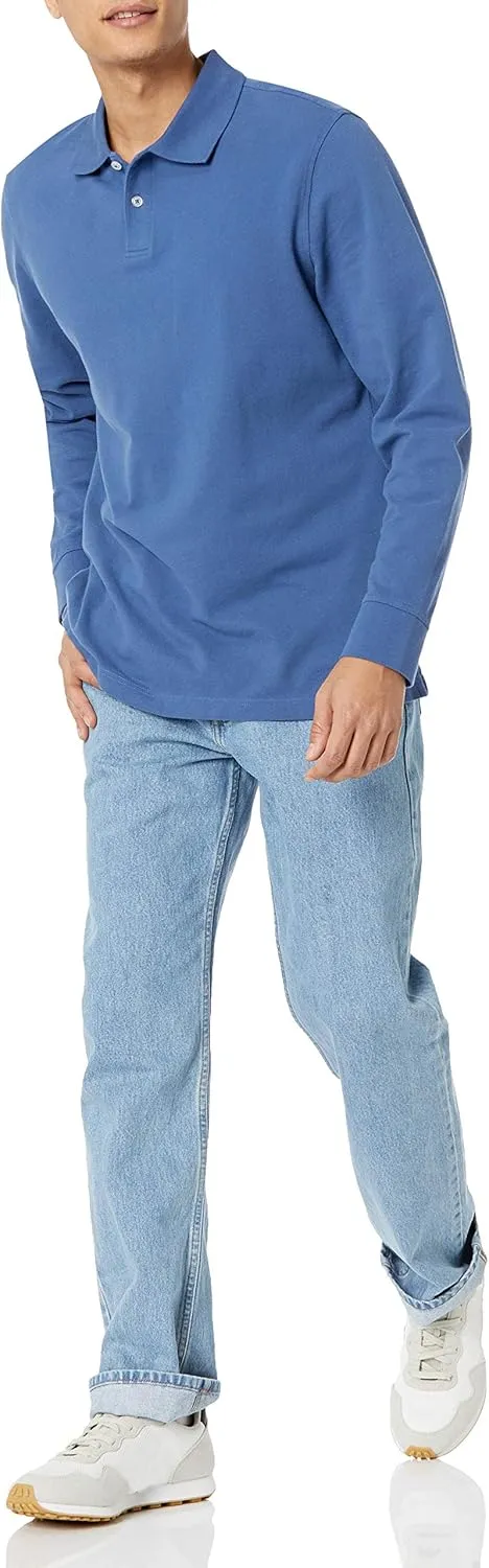 Amazon Essentials Long-Sleeve Polo Shirt for Men, Slim Fit Pique