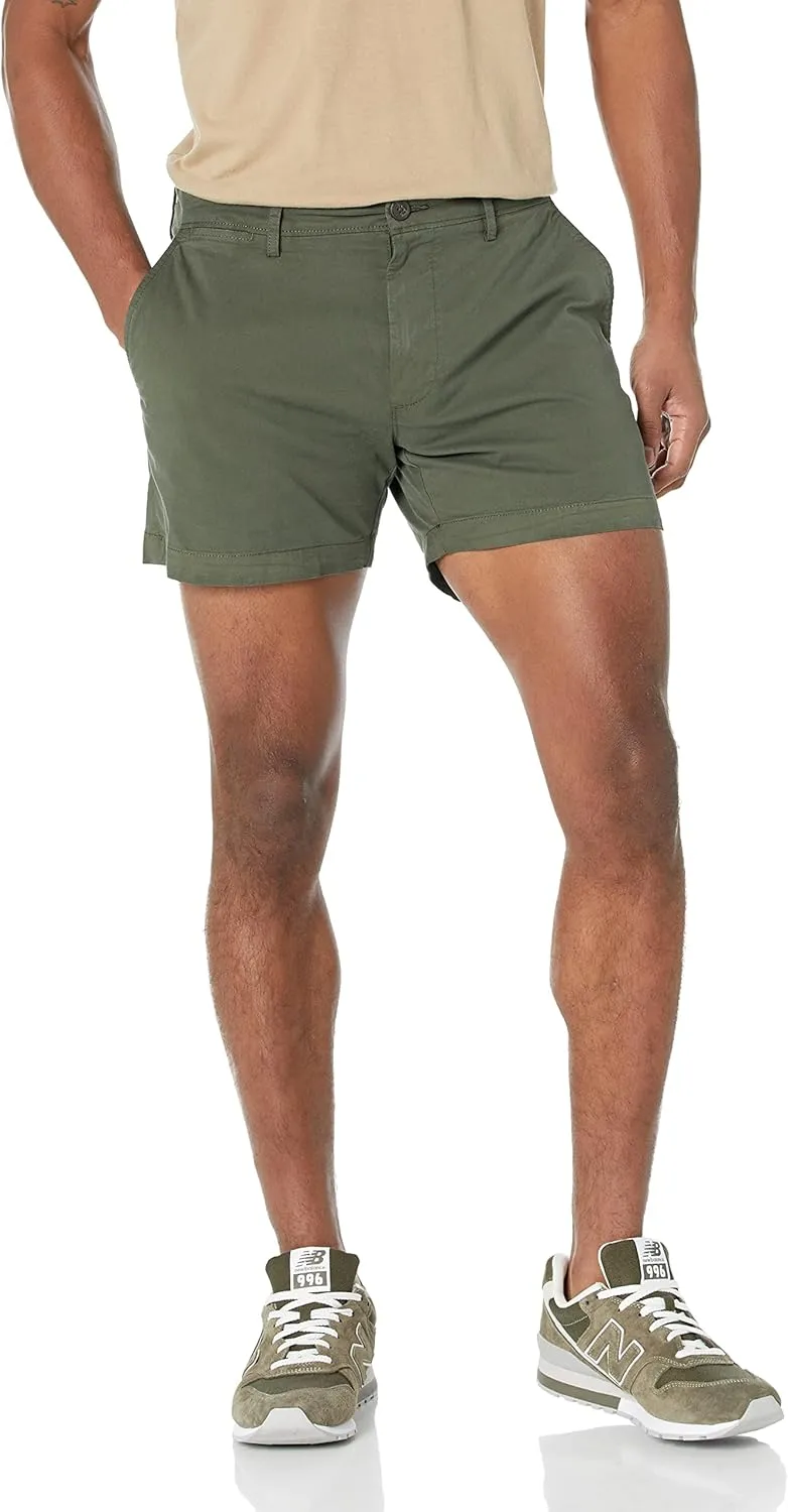 Amazon Essentials Men's Slim-Fit 5" Flat-Front Comfort Stretch Chino Short (Previously Goodthreads)