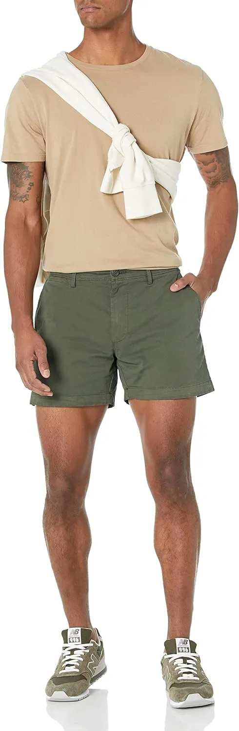 Amazon Essentials Men's Slim-Fit 5" Flat-Front Comfort Stretch Chino Short (Previously Goodthreads)