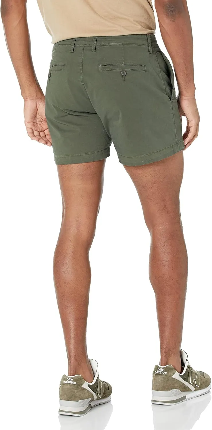 Amazon Essentials Men's Slim-Fit 5" Flat-Front Comfort Stretch Chino Short (Previously Goodthreads)