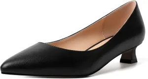 AMBELIGHT Womens Slip On Solid Casual Pointed Toe Office Suede Kitten Low Heel Pumps Shoes 1.5 Inch