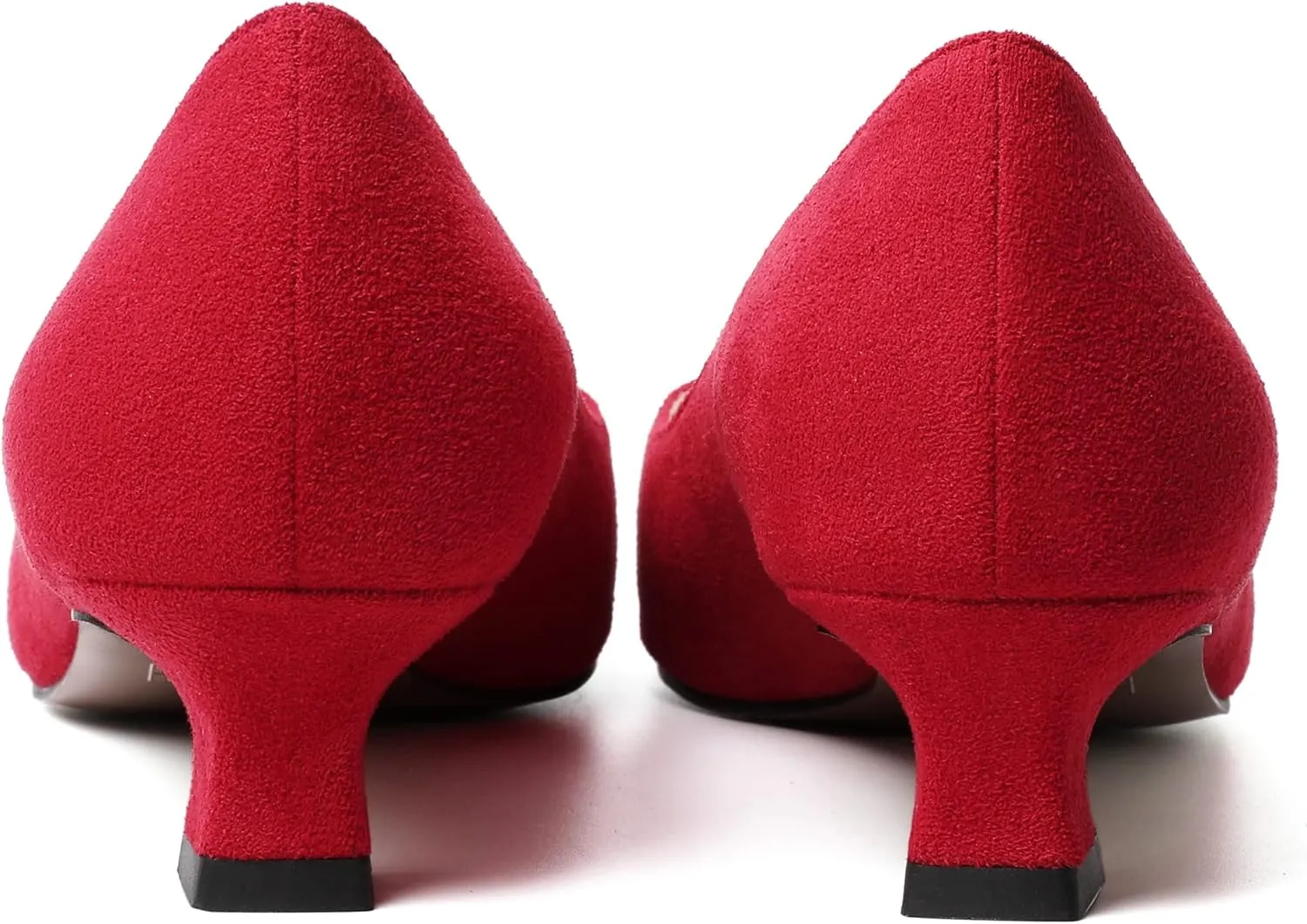 AMBELIGHT Womens Slip On Solid Casual Pointed Toe Office Suede Kitten Low Heel Pumps Shoes 1.5 Inch