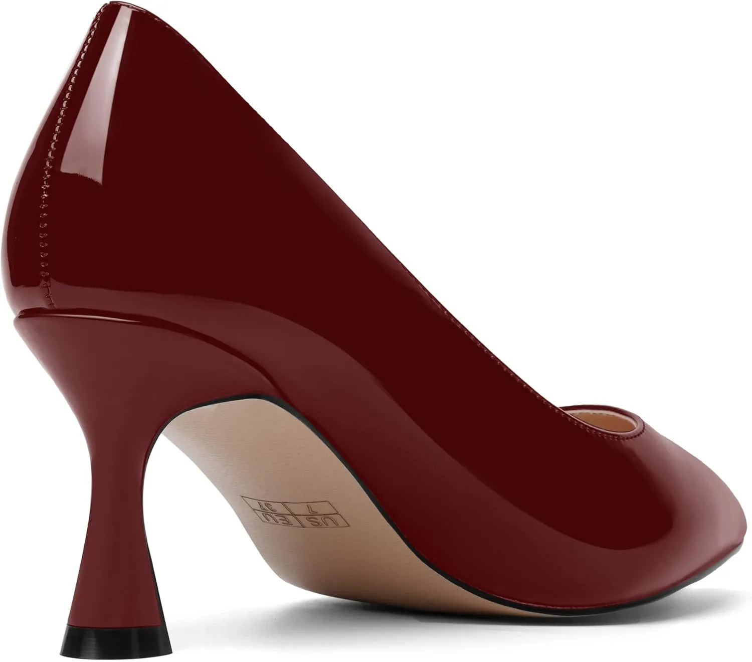 AMBELIGHT Womens Solid Office Dress Slip On Patent Pointed Toe Stiletto Mid Heel Pumps Shoes 2.5 Inch