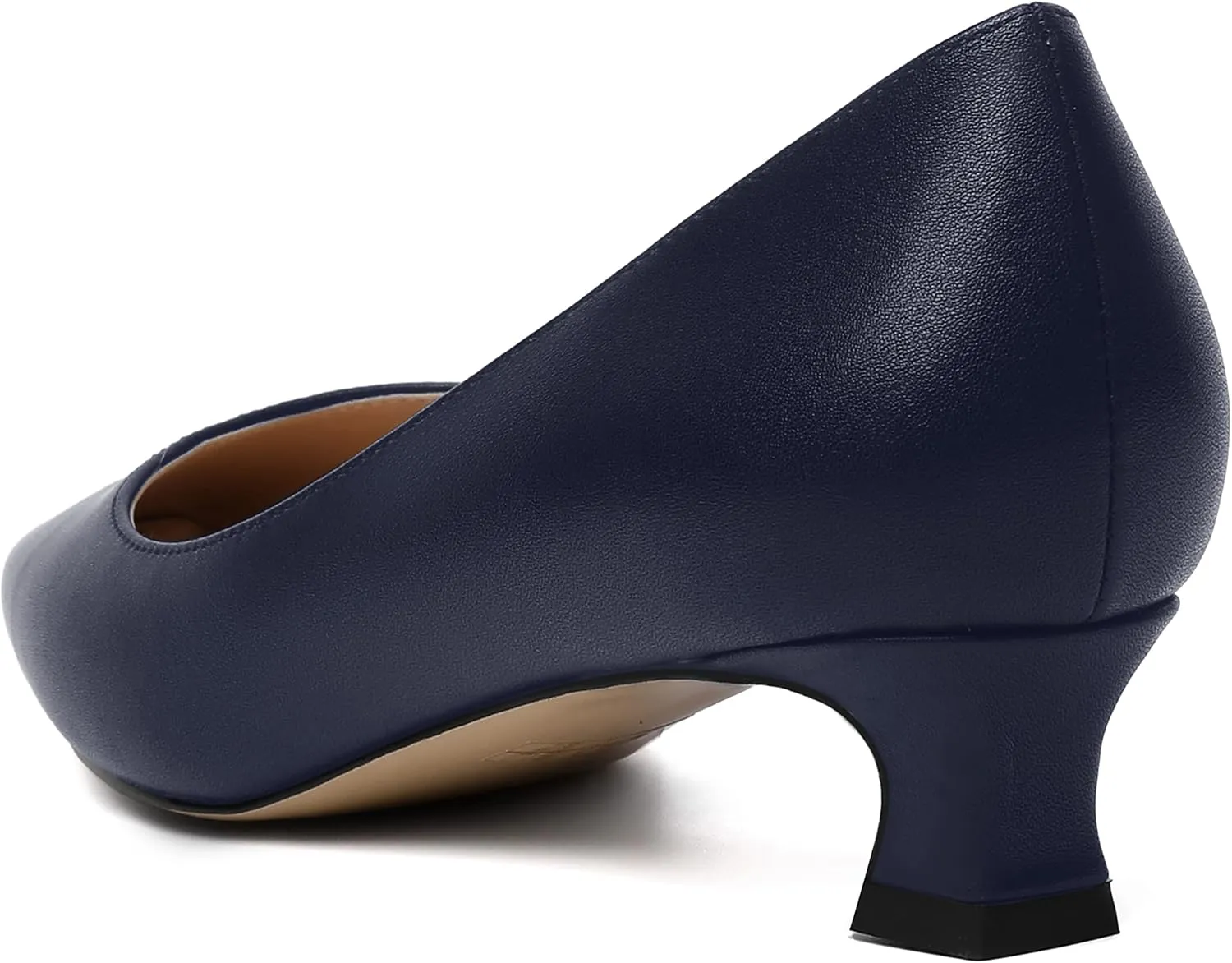 AMBELIGHT Womens Square Toe Solid Matte Office Casual Slip On Kitten Low Heel Pumps Shoes 1.5 Inch
