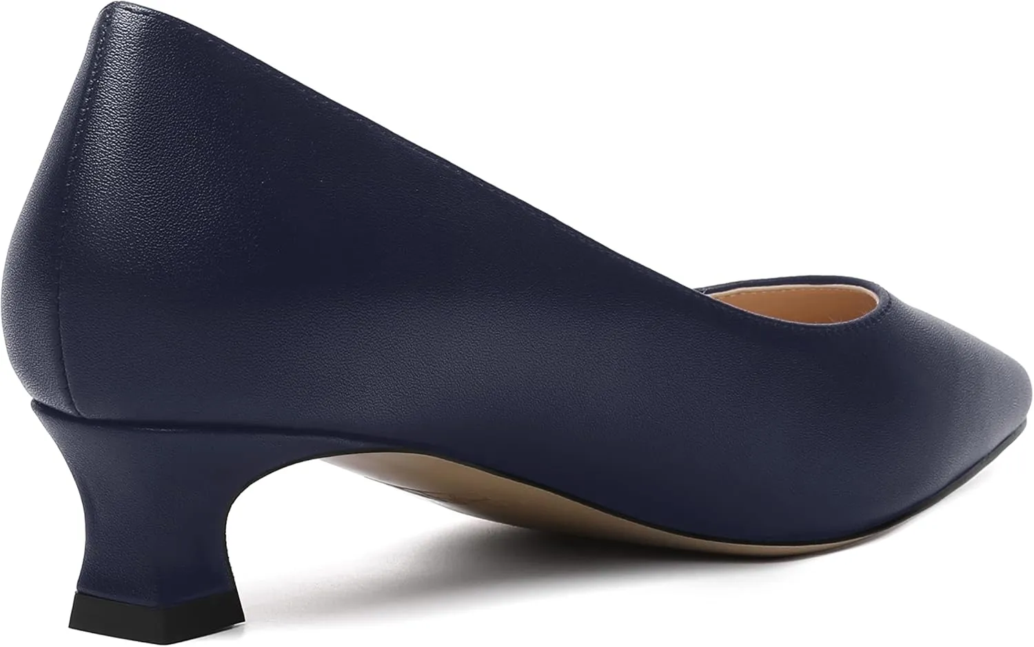 AMBELIGHT Womens Square Toe Solid Matte Office Casual Slip On Kitten Low Heel Pumps Shoes 1.5 Inch