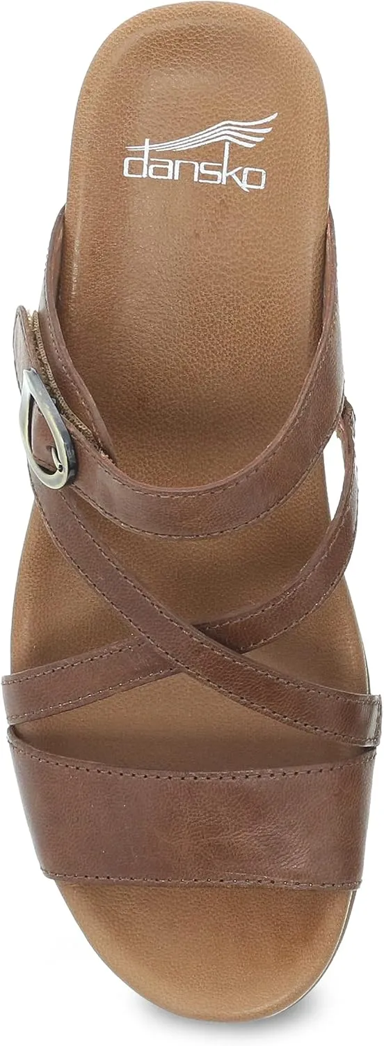 Ana Wedge Sandal for Women – Cushioned, Contoured Footbed for All-Day Comfort and Support – Adjustable Hook & Loop Strap with Buckle Detail – Lightweight Rubber Outsole