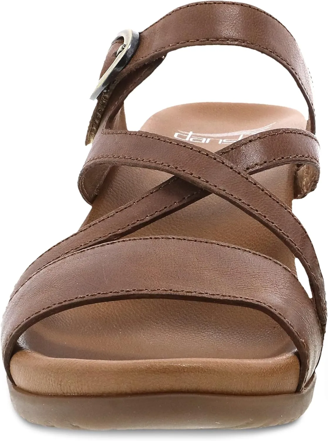 Ana Wedge Sandal for Women – Cushioned, Contoured Footbed for All-Day Comfort and Support – Adjustable Hook & Loop Strap with Buckle Detail – Lightweight Rubber Outsole