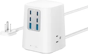Anker Charging Station (100W), 9-in-1 USB-C Power Strip with 300J Surge Protection, for iPhone 16 and MacBook, 5 ft Flat Cable and Plug, 4 USB-C and 2 USB-A Ports, 3 AC Outlets, for Home, Office