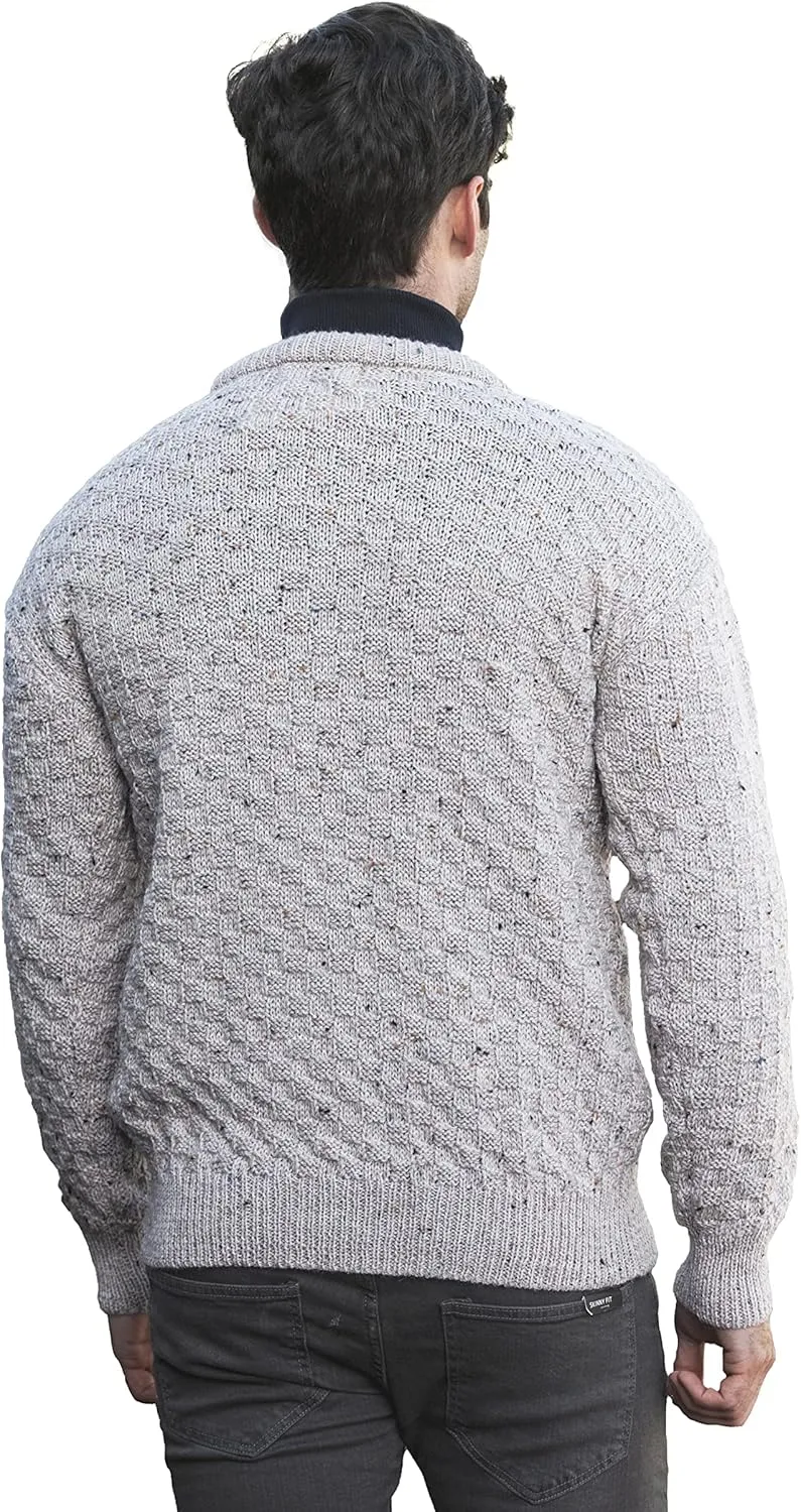 Aran Crafts Basket Stitch Crew Neck Sweater (100% Wool)