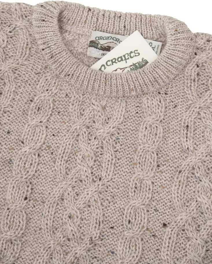 Aran Crafts Basket Stitch Crew Neck Sweater (100% Wool)
