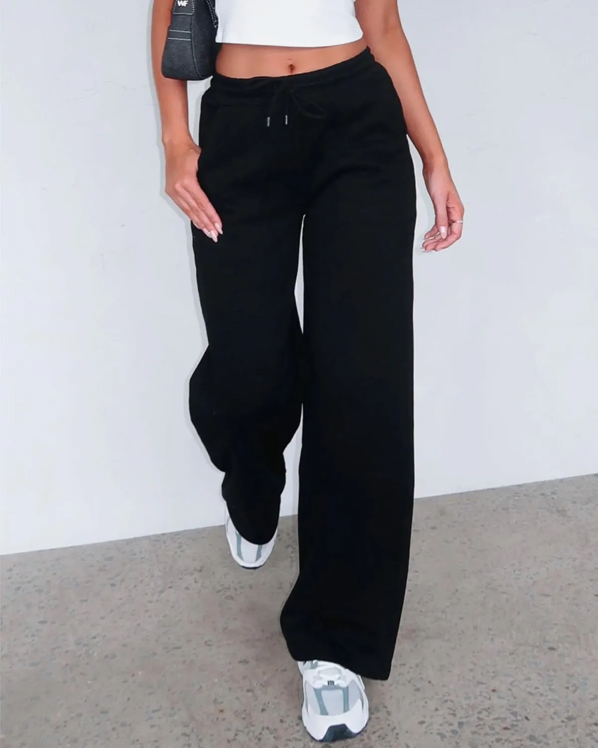 AROGONE Women's Casual Drawstring High Waisted Sweatpants Wide Straight Leg Lounge Pants with Pockets