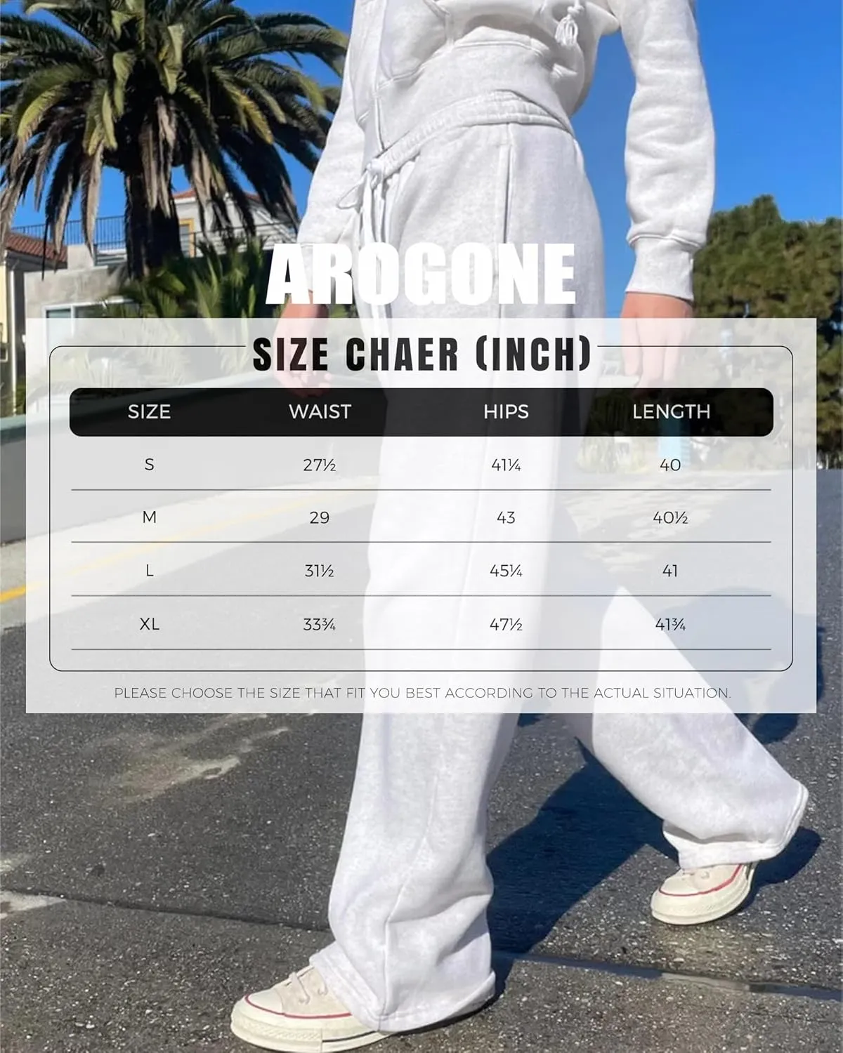 AROGONE Women's Casual Drawstring High Waisted Sweatpants Wide Straight Leg Lounge Pants with Pockets