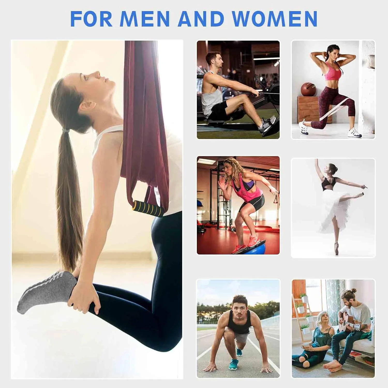Artfasion Non Slip Socks Men: Women Grip Anti Slip Socks for Seniors Hospital Yoga Pilates