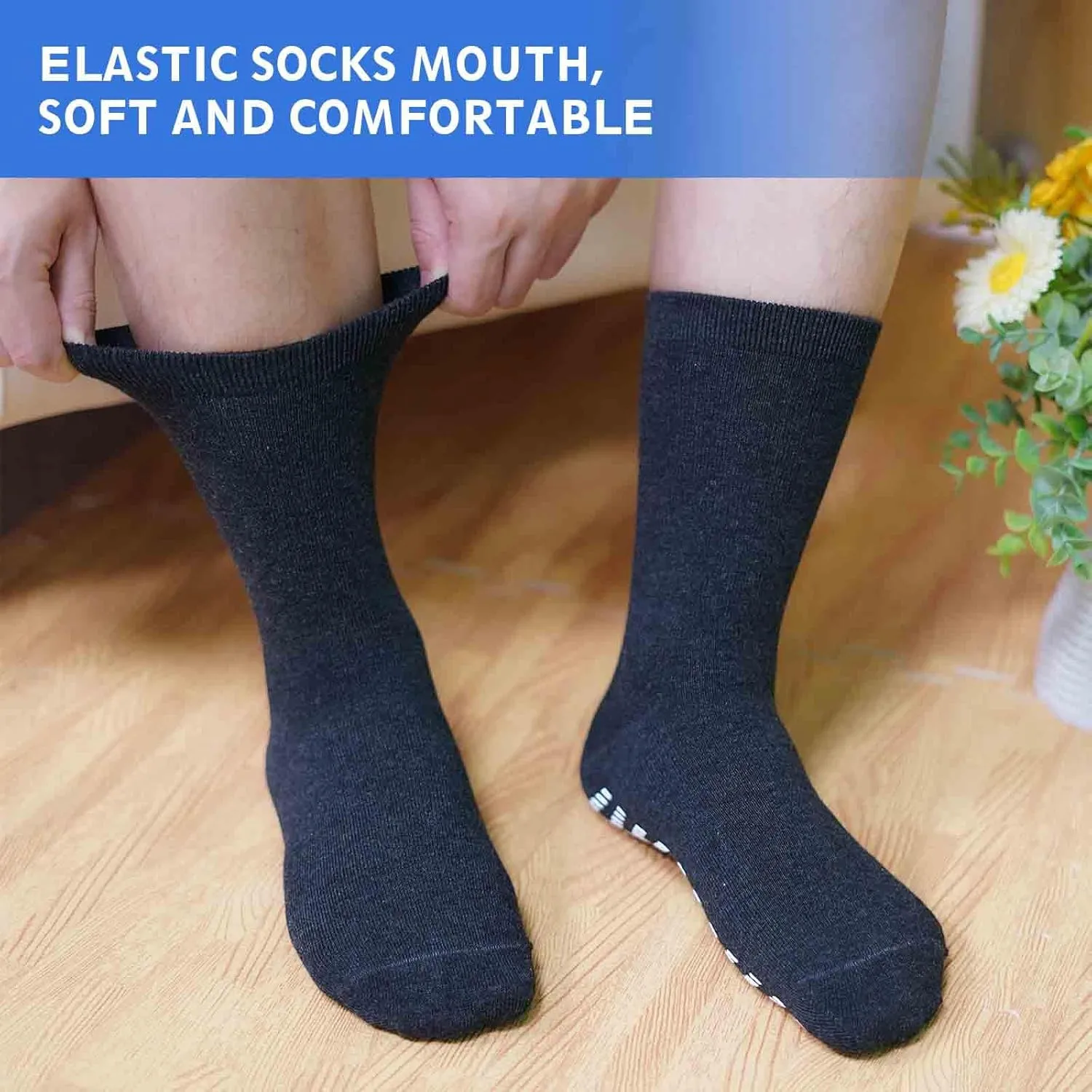Artfasion Non Slip Socks Men: Women Grip Anti Slip Socks for Seniors Hospital Yoga Pilates