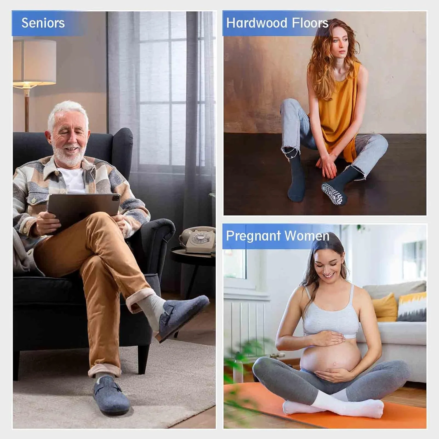 Artfasion Non Slip Socks Men: Women Grip Anti Slip Socks for Seniors Hospital Yoga Pilates