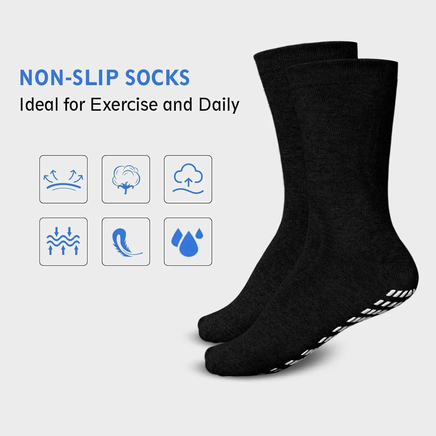 Artfasion Non Slip Socks Men: Women Grip Anti Slip Socks for Seniors Hospital Yoga Pilates