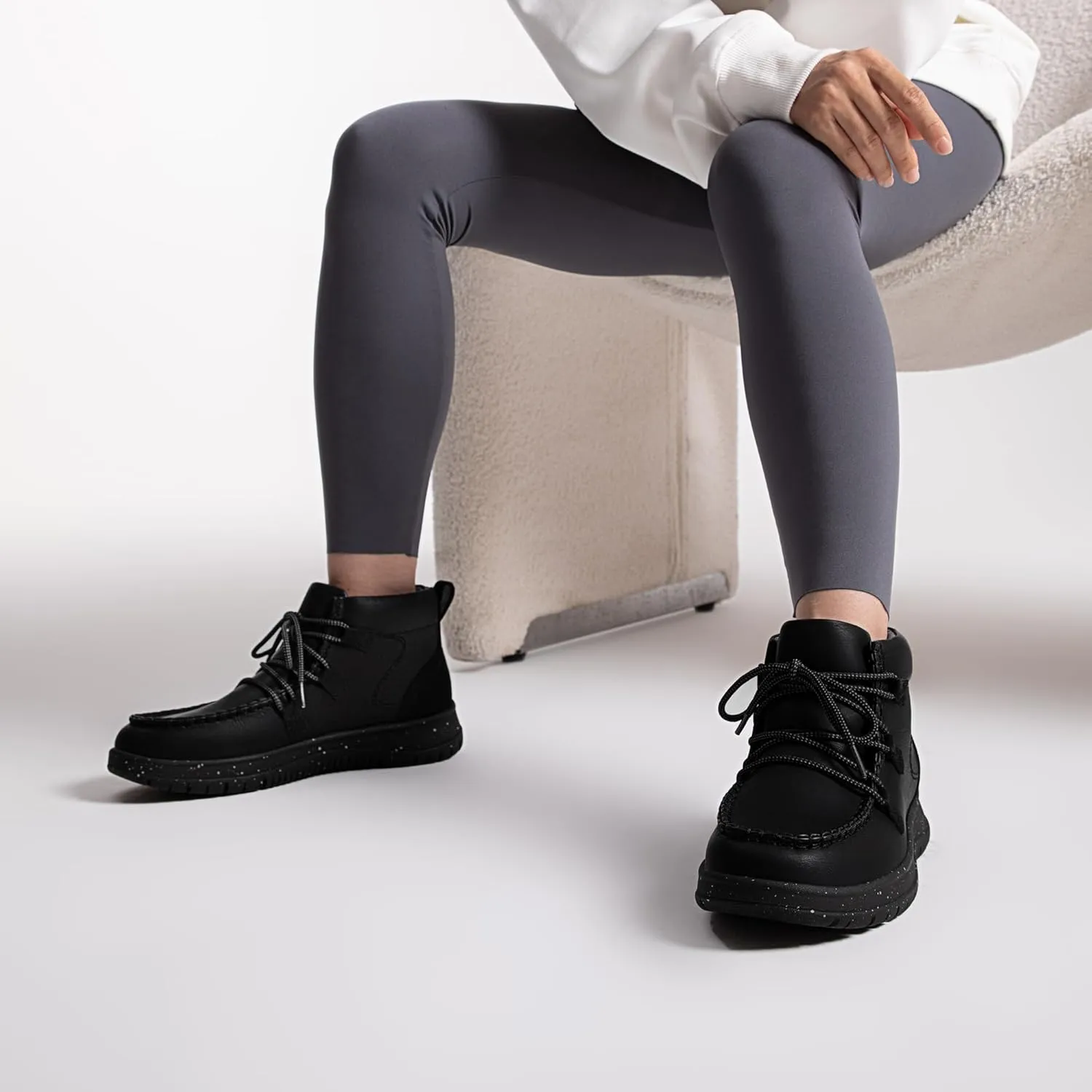 Athlefit Women's Lace Up Ankle Boots Casual Comfortable Lightweight Walking Flat Ankle Booties Boat Shoes