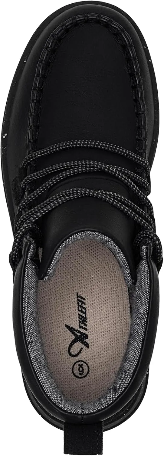 Athlefit Women's Lace Up Ankle Boots Casual Comfortable Lightweight Walking Flat Ankle Booties Boat Shoes