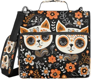 ATTX The Dead Cat Zipper Binder with Adjustable Padded Strap - 3 Ring 500 Sheet Capacity Binder Bag with Multi-Pocket Organizer, Fits 12 Inch Laptop#586