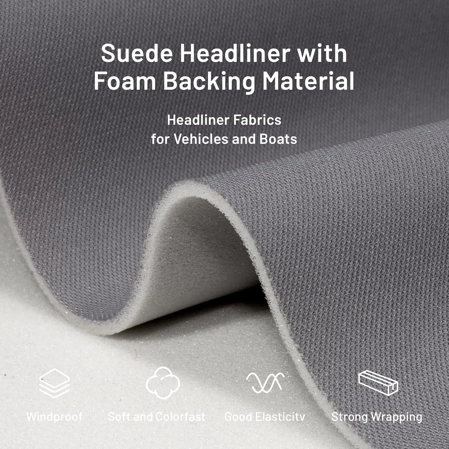Auto Headliner Fabric 120" L × 60" W Stylish Mesh with Foam Backing - Tube Packaging - Gray Interior Replacement Material for Car/Truck/SUV/RV Roof - Home Repair/DIY Headliner Material