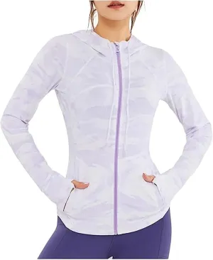 AYGJKIE Women Sun Protection Clothing Uv Protection Running Breathable SPF Jacket Slim Pressure Sun Block (Color : Purple White, Size : Large)