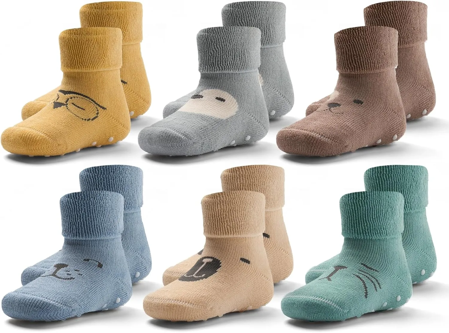 Baby Boys Winter Warm Socks Baby Non Slip Socks with Grips for Baby Girls Full Terry Christmas Socks 6 Pack