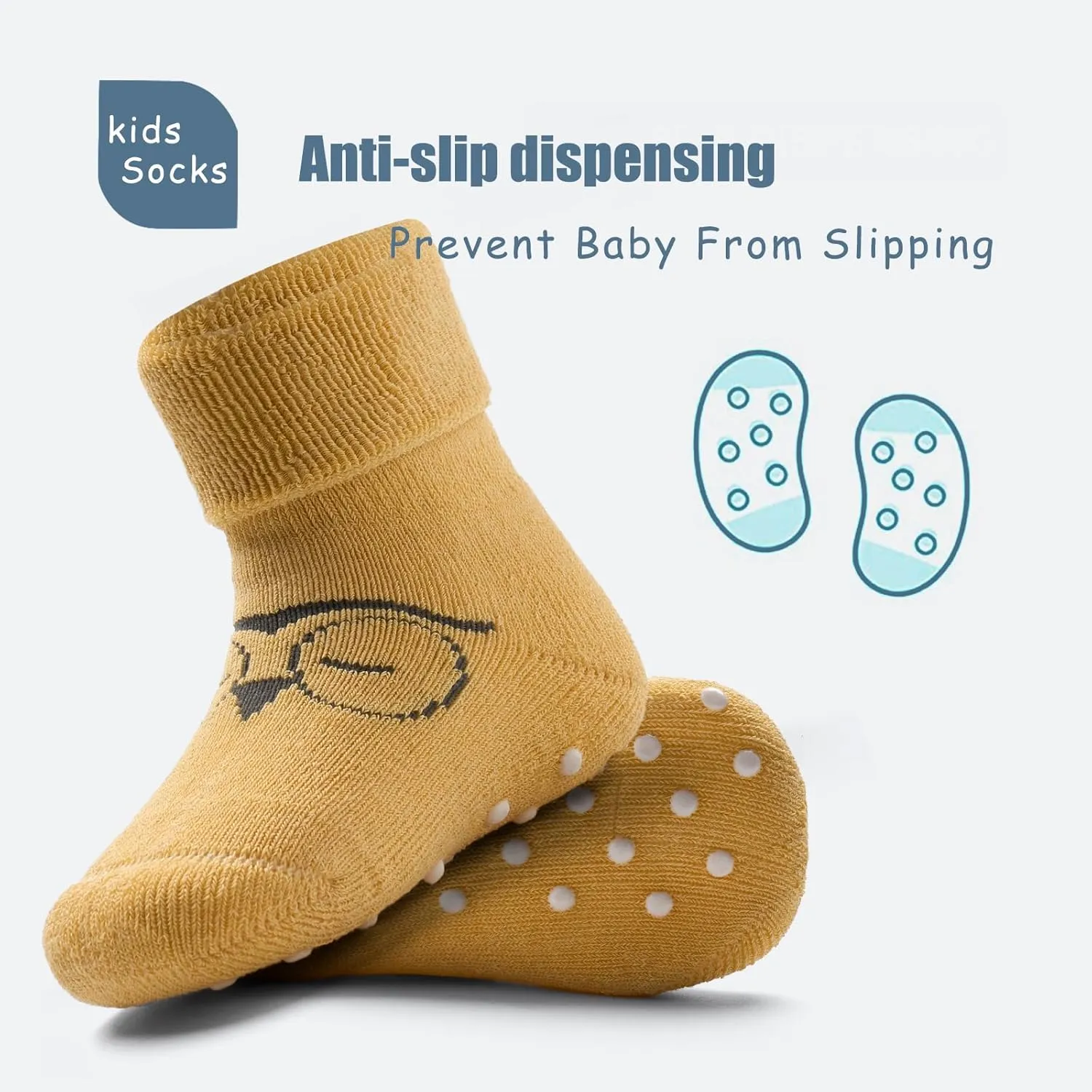 Baby Boys Winter Warm Socks Baby Non Slip Socks with Grips for Baby Girls Full Terry Christmas Socks 6 Pack