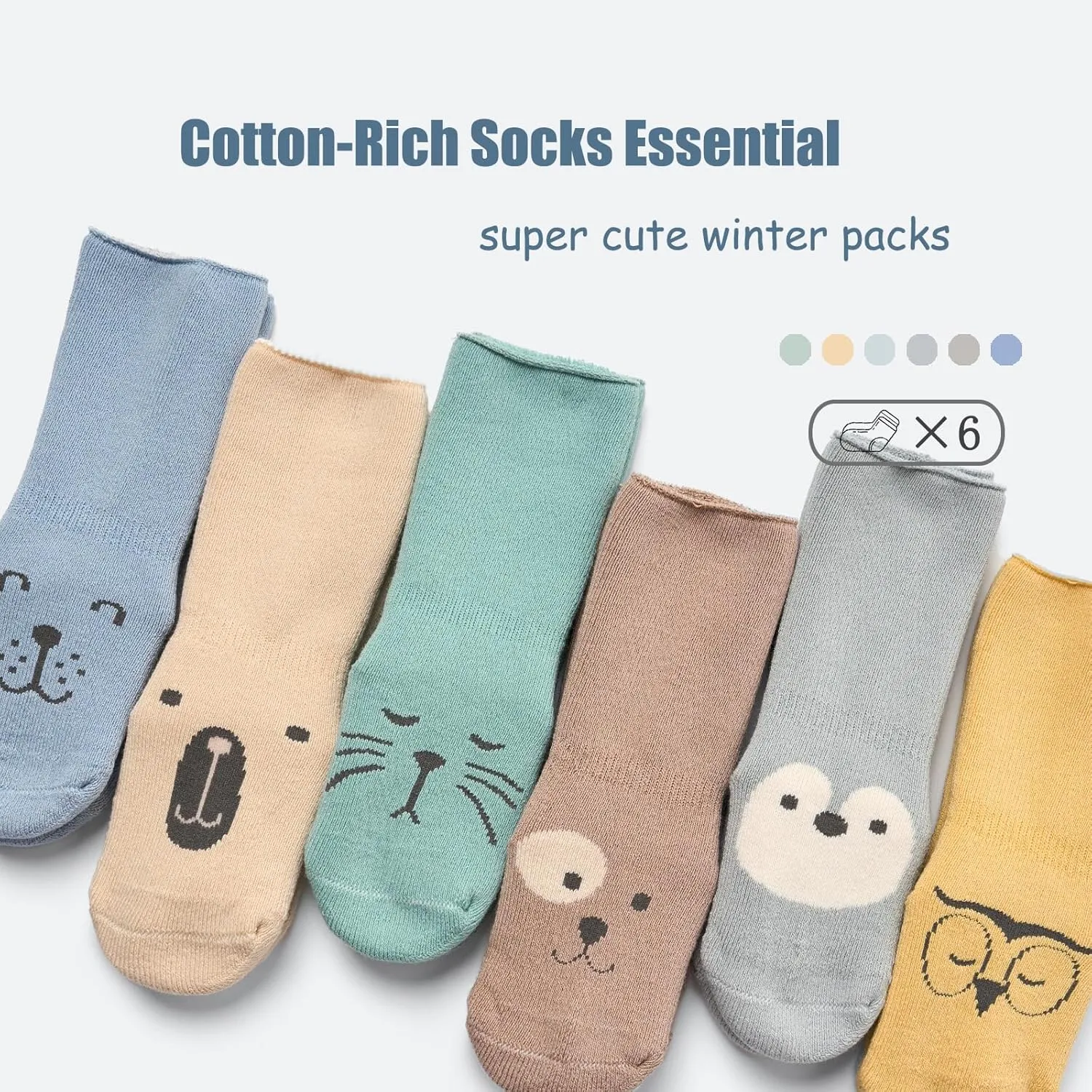 Baby Boys Winter Warm Socks Baby Non Slip Socks with Grips for Baby Girls Full Terry Christmas Socks 6 Pack